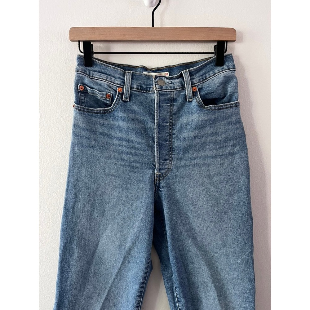Levi's Ribcage Straight Ankle Jeans Medium Wash Cotton Poly Blend Denim size 28 - Picture 2 of 9